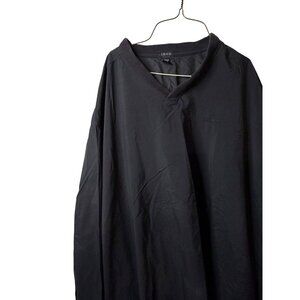 IZOD Golf Men 2XL Black Windbreaker Pullover Jacket V-Neck Zipped Pockets Sporty